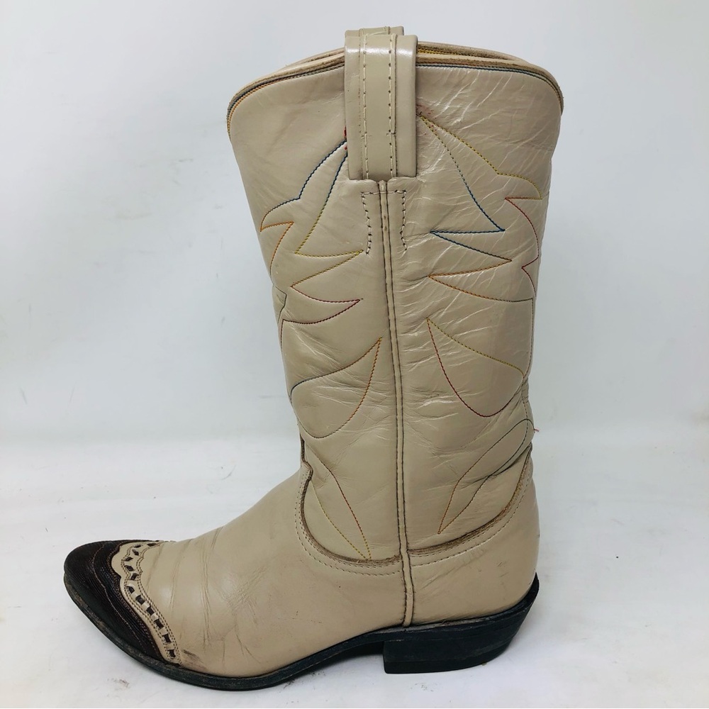 Vintage Tony Lama Cream Cowboy Boots